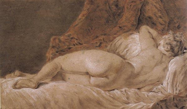 Francois Boucher Reclining female Nude seen from behind Germany oil painting art